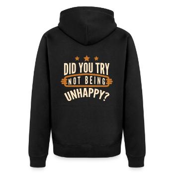 Misanthrope Goth Sarcasm Unhappy - Unisex Premium Bio Zip Hoodie - Schwarz - Hinten - Nico (187cm)