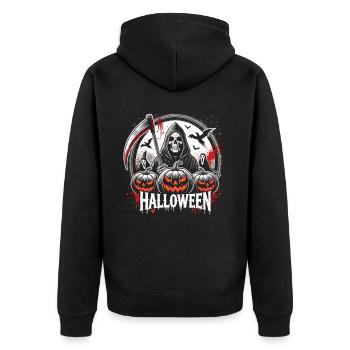 Halloween 2024 Death and his minions - Unisex Premium Organic Zip Hoodie - black - Back - Nico (187cm)
