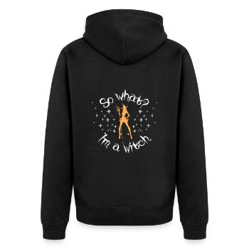 Also what I'm a Witch Halloween - Unisex Premium Bio Zip Hoodie - Schwarz - Hinten - Nico (187cm)