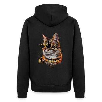 American Bobtail Sonnenbrille Geschenk - Unisex Premium Bio Zip Hoodie - Schwarz - Hinten - Nico (187cm)