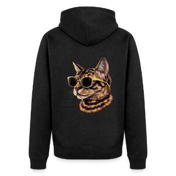 Sonnenbrille für Abessinierkatzen Geschenk - Unisex Premium Bio Zip Hoodie - Schwarz - Hinten - Nico (187cm)