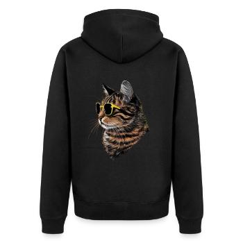 Bombay Cat Sonnenbrille Geschenk - Unisex Premium Bio Zip Hoodie - Schwarz - Hinten - Nico (187cm)