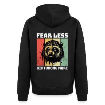 Marderbär Sprüche - Unisex Premium Bio Zip Hoodie - Schwarz - Hinten - Nico (187cm)