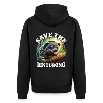Save Marderbär - Unisex Premium Organic Zip Hoodie - black - Back - Nico (187cm)