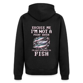 Allergie au poisson Je suis juste allergique au poisson - Veste à capuche bio Premium Unisexe - noir - Dos - Nico (187cm)