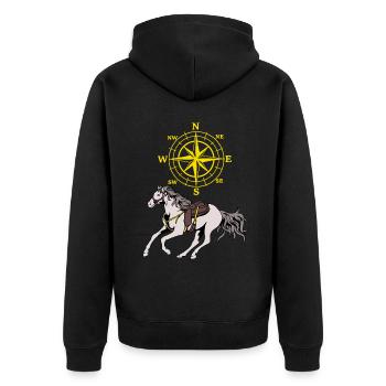 Boussole Cheval Cheval Aventure Rose des vents Équitation - Veste à capuche bio Premium Unisexe - noir - Dos - Nico (187cm)
