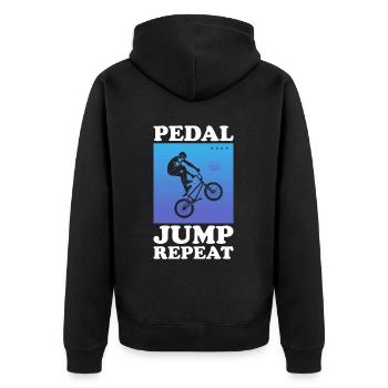 BMX Freestyle Biker Bike Fahrrad BMX Fahrer - Unisex Premium Bio Zip Hoodie - Schwarz - Hinten - Nico (187cm)