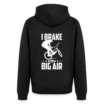 BMX Freestyle Biker Bike Fahrrad BMX Fahrer - Unisex Premium Bio Zip Hoodie - Schwarz - Hinten - Nico (187cm)