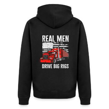 Truck Drivers Real Men - Unisex Premium Organic Zip Hoodie - black - Back - Nico (187cm)