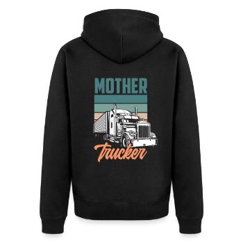 Retro Truck Driver Pun Gift - Unisex Premium Organic Zip Hoodie - black - Back - Nico (187cm)