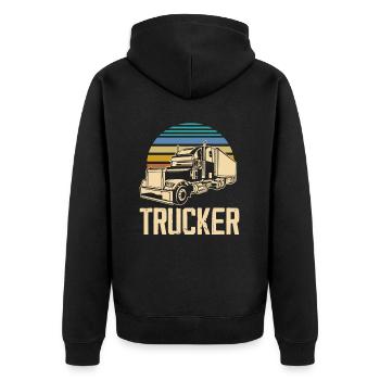 Lkw-Fahrer - Unisex Premium Bio Zip Hoodie - Schwarz - Hinten - Nico (187cm)