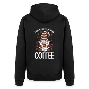 Gnome drôle & Amateur de café Café des nains de jardin - Veste à capuche bio Premium Unisexe - noir - Dos - Nico (187cm)