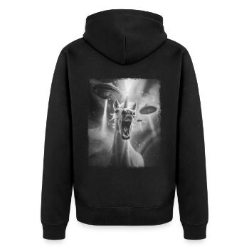 Unicorn Horse UFO Alien Alien Selfie - Unisex Premium Organic Zip Hoodie - black - Back - Nico (187cm)