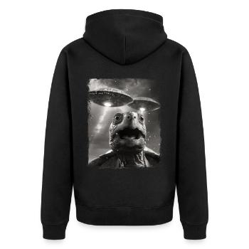 Turtle Sea Turtle UFO Alien Außerirdis - Unisex Premium Organic Zip Hoodie - black - Back - Nico (187cm)