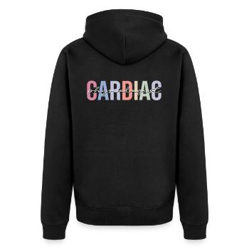 Herzphysiologe Krankenschwester Kardiologie Kardio - Unisex Premium Bio Zip Hoodie - Schwarz - Hinten - Nico (187cm)