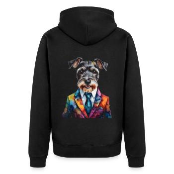 Zwergschnauzer Anzug Hund Lustig Tier Design Print - Unisex Premium Bio Zip Hoodie - Schwarz - Hinten - Nico (187cm)