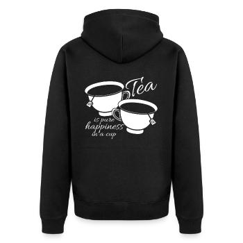 Tea Bag Teapot Tea Cup Tea Mug - Unisex Premium Organic Zip Hoodie - black - Back - Nico (187cm)