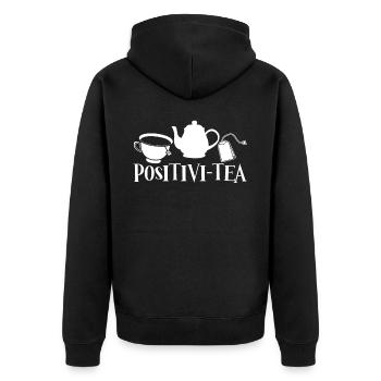 Positive Tea Bag Tea Cup Tea Mug Teapot - Unisex Premium Organic Zip Hoodie - black - Back - Nico (187cm)
