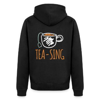 Tea Bag Tea Cup Tea Mug Teapot Teasing - Unisex Premium Organic Zip Hoodie - black - Back - Nico (187cm)