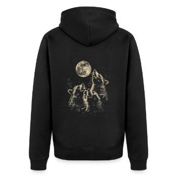 3 raton laveur lune hurlante têtes de raton laveur - Veste à capuche bio Premium Unisexe - noir - Dos - Nico (187cm)