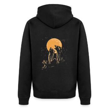 3 Raccoon Moon Howling Animal Art - Unisex Premium Organic Zip Hoodie - black - Back - Nico (187cm)