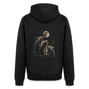 3 Raccoons Moon Howling Funny Illustration - Unisex Premium Organic Zip Hoodie - black - Back - Nico (187cm)