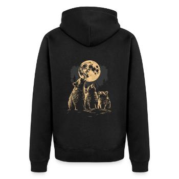 3 raton laveur lune hurlant mignon tête de raton laveur - Veste à capuche bio Premium Unisexe - noir - Dos - Nico (187cm)