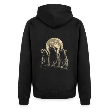 3 raton laveur lune hurlant raton laveur mignon - Veste à capuche bio Premium Unisexe - noir - Dos - Nico (187cm)