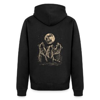 3 Raccoons Moon Howling Funny Animal Art - Unisex Premium Organic Zip Hoodie - black - Back - Nico (187cm)