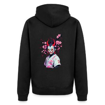 Oni Samouraï Vaporwave Esthétique Japon Culture - Veste à capuche bio Premium Unisexe - noir - Dos - Nico (187cm)