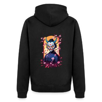 Oni Samouraï Vaporwave Esthétique Japon Culture - Veste à capuche bio Premium Unisexe - noir - Dos - Nico (187cm)