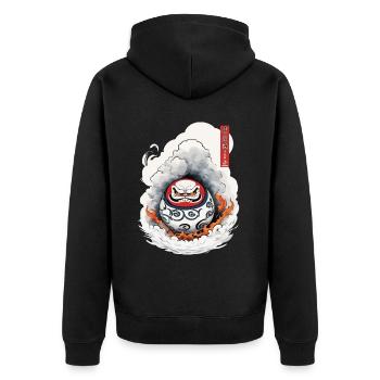 Japonais Daruma Esthétique Vintage Yokai Design - Veste à capuche bio Premium Unisexe - noir - Dos - Nico (187cm)