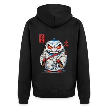 Japanese Daruma Aesthetic Yokai Vintage - Unisex Premium Organic Zip Hoodie - black - Back - Nico (187cm)