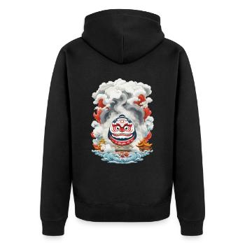 Japanese Daruma Aesthetic Yokai Vintage - Unisex Premium Organic Zip Hoodie - black - Back - Nico (187cm)