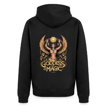 Göttin der Magie Ägypten - Unisex Premium Bio Zip Hoodie - Schwarz - Hinten - Nico (187cm)
