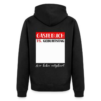 75e anniversaire femmes 75 ans hommes cadeau - Veste à capuche bio Premium Unisexe - noir - Dos - Nico (187cm)