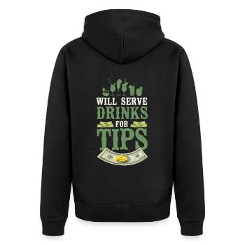Bartender Mixologist Will Serve - Unisex Premium Organic Zip Hoodie - black - Back - Nico (187cm)