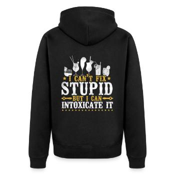 Bartender Mixologist I Can't Fix - Unisex Premium Bio Zip Hoodie - Schwarz - Hinten - Nico (187cm)