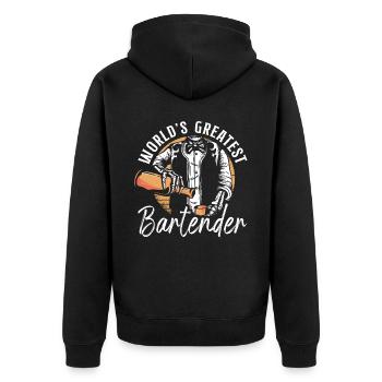 Bartender Mixologist World's - Unisex Premium Bio Zip Hoodie - Schwarz - Hinten - Nico (187cm)