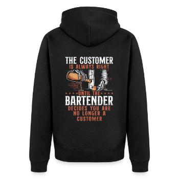 Bartender Mixologist The Customer - Unisex Premium Bio Zip Hoodie - Schwarz - Hinten - Nico (187cm)