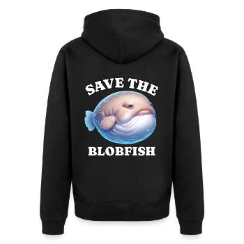 Save Blobfish - Unisex Premium Organic Zip Hoodie - black - Back - Nico (187cm)