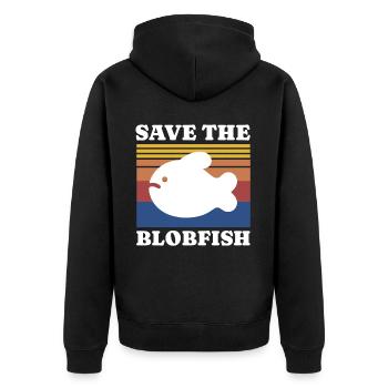 Save Blobfish - Unisex Premium Organic Zip Hoodie - black - Back - Nico (187cm)
