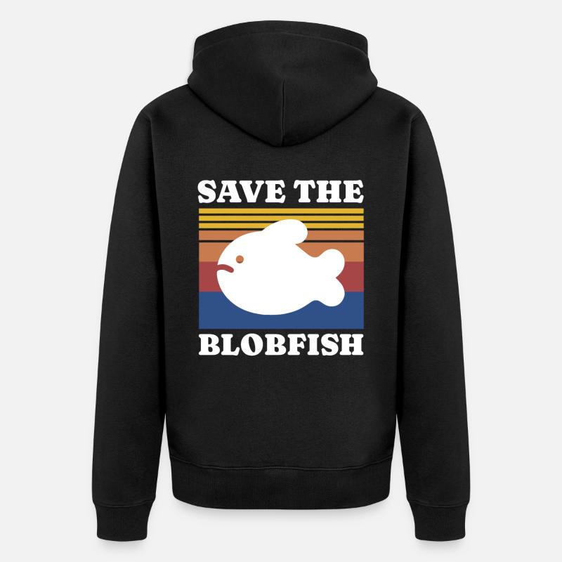 Save Blobfish - Unisex Premium Bio Zip Hoodie - Schwarz