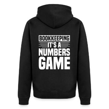 Buchhaltung Finanzbuchhalter Buchhalter Beruf - Unisex Premium Bio Zip Hoodie - Schwarz - Hinten - Nico (187cm)