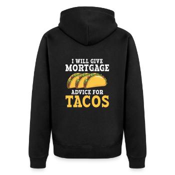 I will give Mortgage advices for tacos loan Office - Unisex Premium Bio Zip Hoodie - Schwarz - Hinten - Nico (187cm)