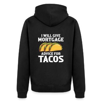 I will give Mortgage advices for tacos loan Office - Unisex Premium Bio Zip Hoodie - Schwarz - Hinten - Nico (187cm)