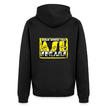 ASL Sign Language Interpreter - Unisex Premium Organic Zip Hoodie - black - Back - Nico (187cm)