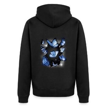 Schmetterlinge Schmetterling Insekt Insekten - Unisex Premium Bio Zip Hoodie - Schwarz - Hinten - Nico (187cm)