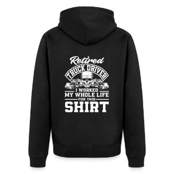 Lkw-Fahrer Rentner Shirt - Unisex Premium Bio Zip Hoodie - Schwarz - Hinten - Nico (187cm)