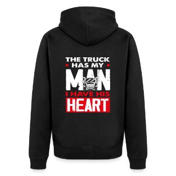 Truck Driver Heart Man Lovers - Unisex Premium Organic Zip Hoodie - black - Back - Nico (187cm)
